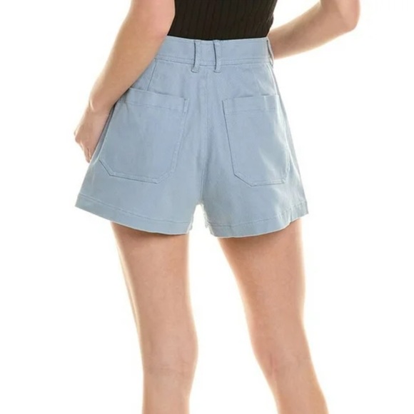 NEW Rebecca Taylor Shorts High Waist Chino Twill Blue Cotton Short Size 10 - Picture 2 of 16